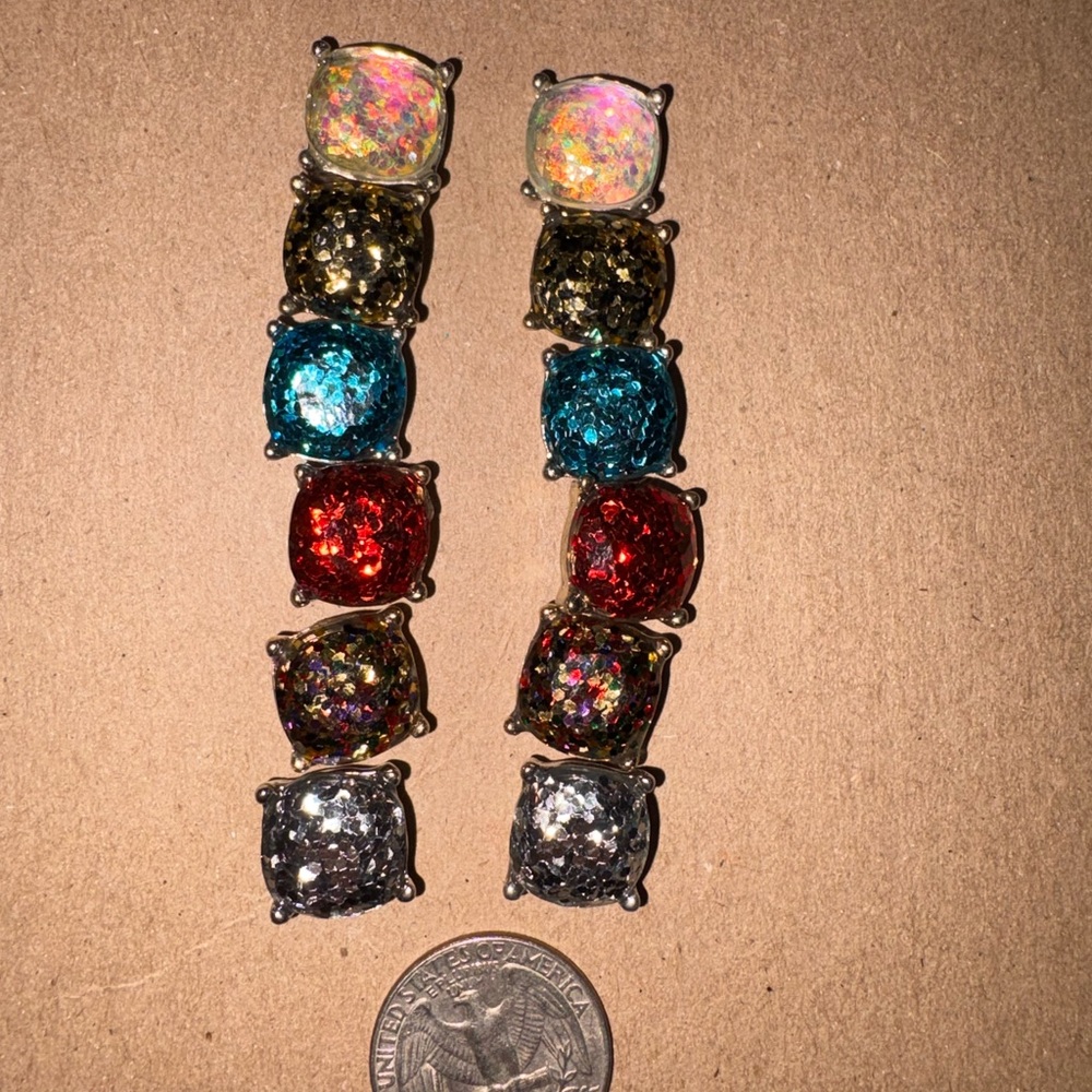 Multi-Color Sparkle Drop Earrings - Women Jewelry